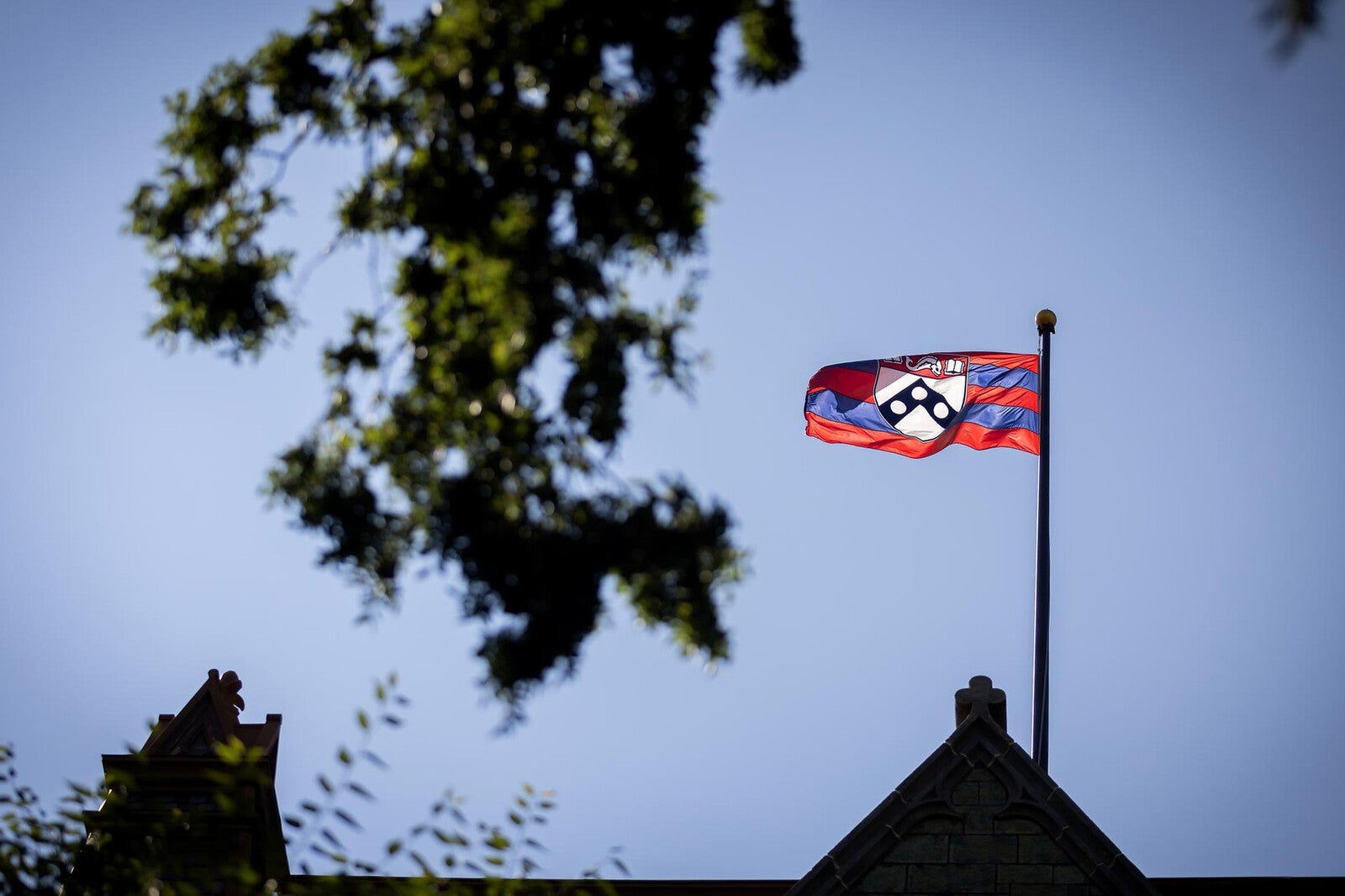 penn flag over college hall
